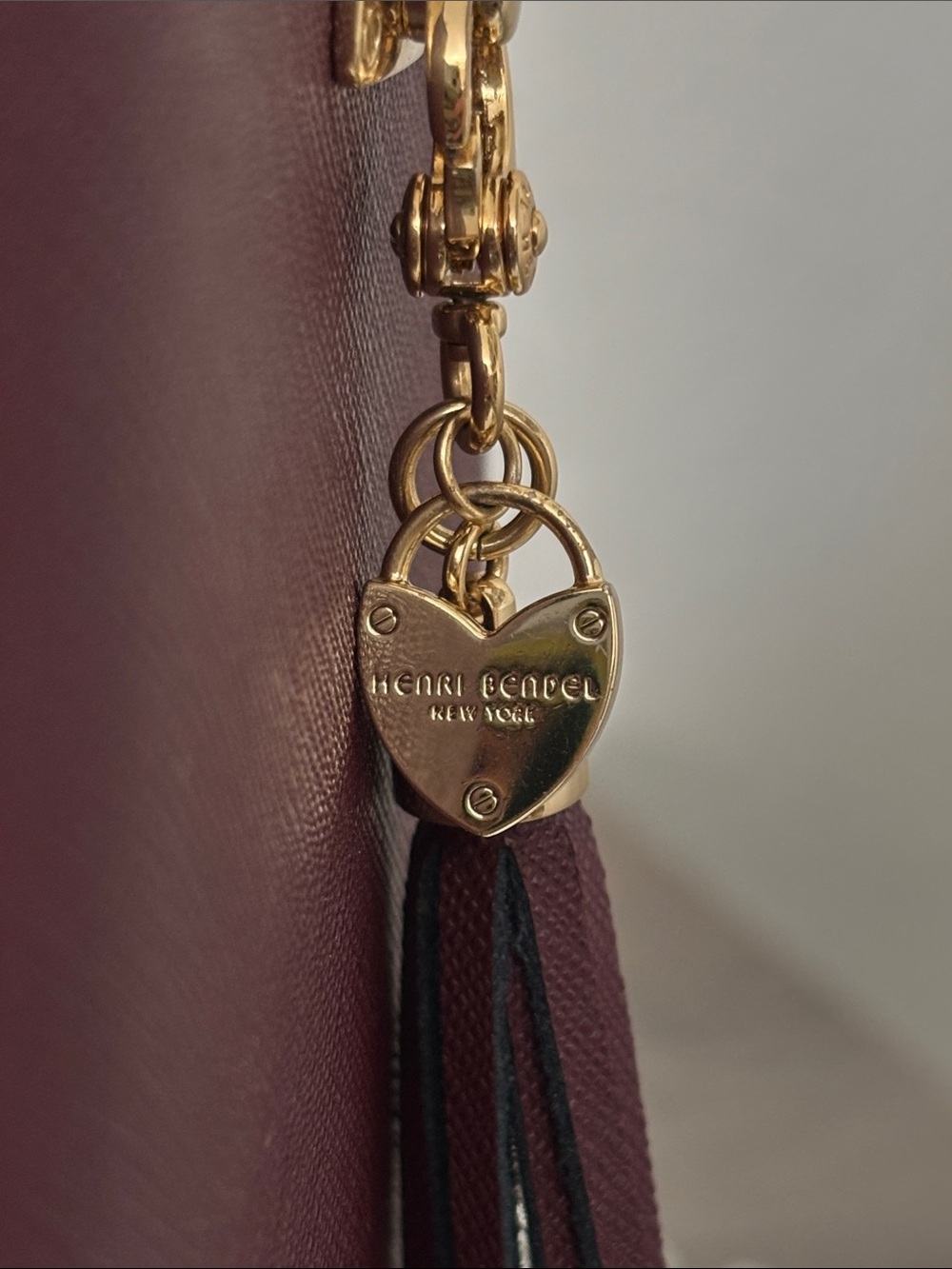 Henri Bendel Burgundy Tassel Leather Passport Wallet - Picture 8 of 8